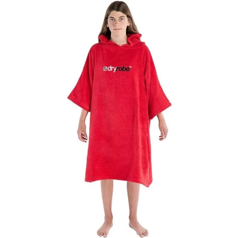 Dryrobe Kids Organic Cotton Towel Robe V3 Small 10-13 Years Red-1